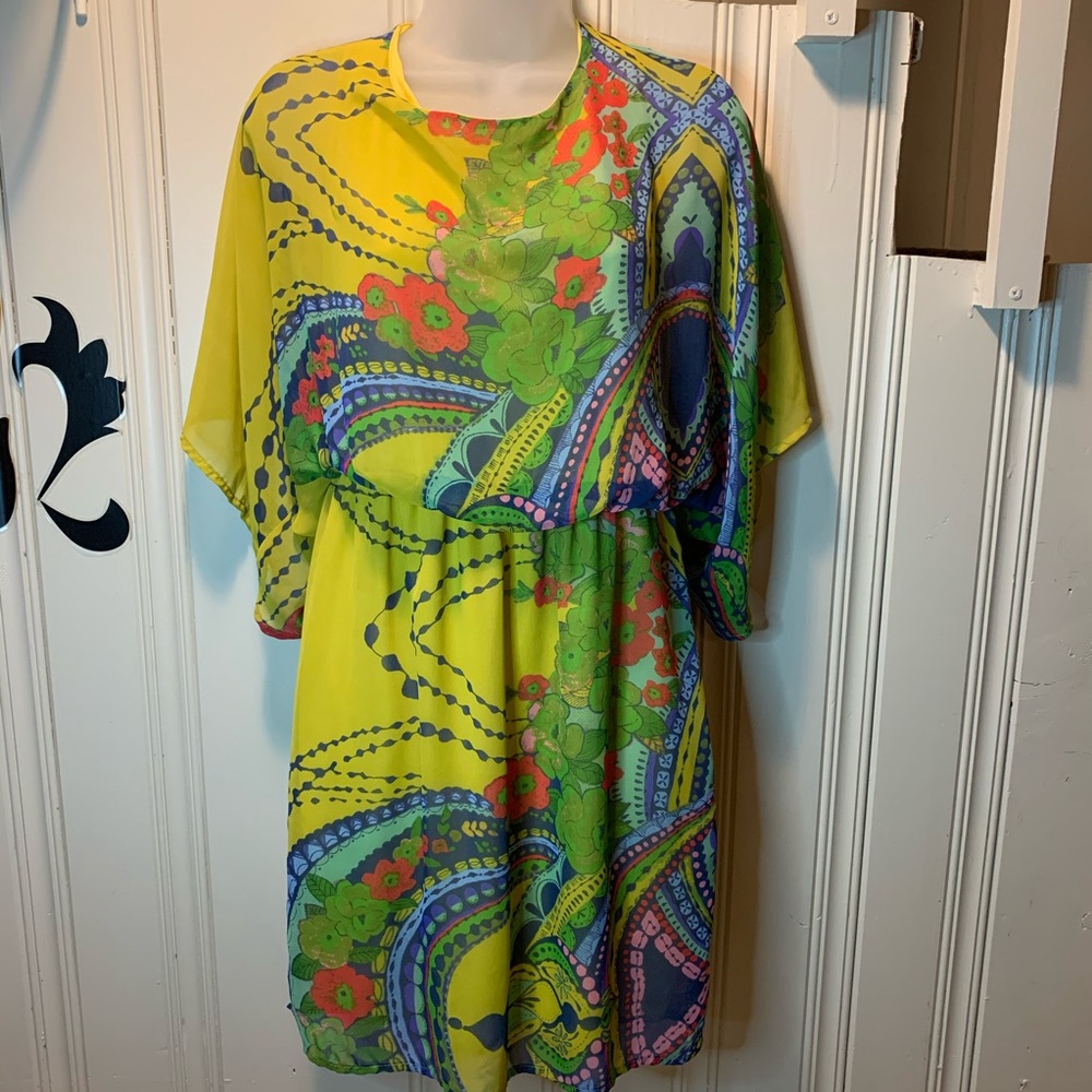 Maude Anthropologie retro open back chiffon dress